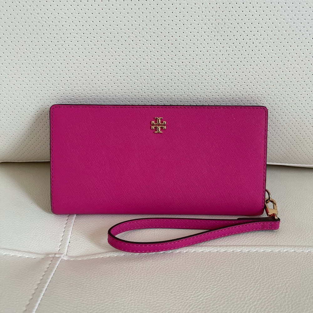 NWT Tory Burch Emerson Color Block Slim Wristlet Envelope Wallet